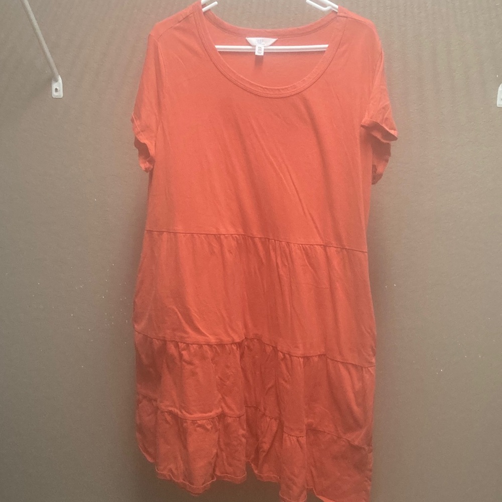 Time and Tru Terracotta Tiered Midi Dress